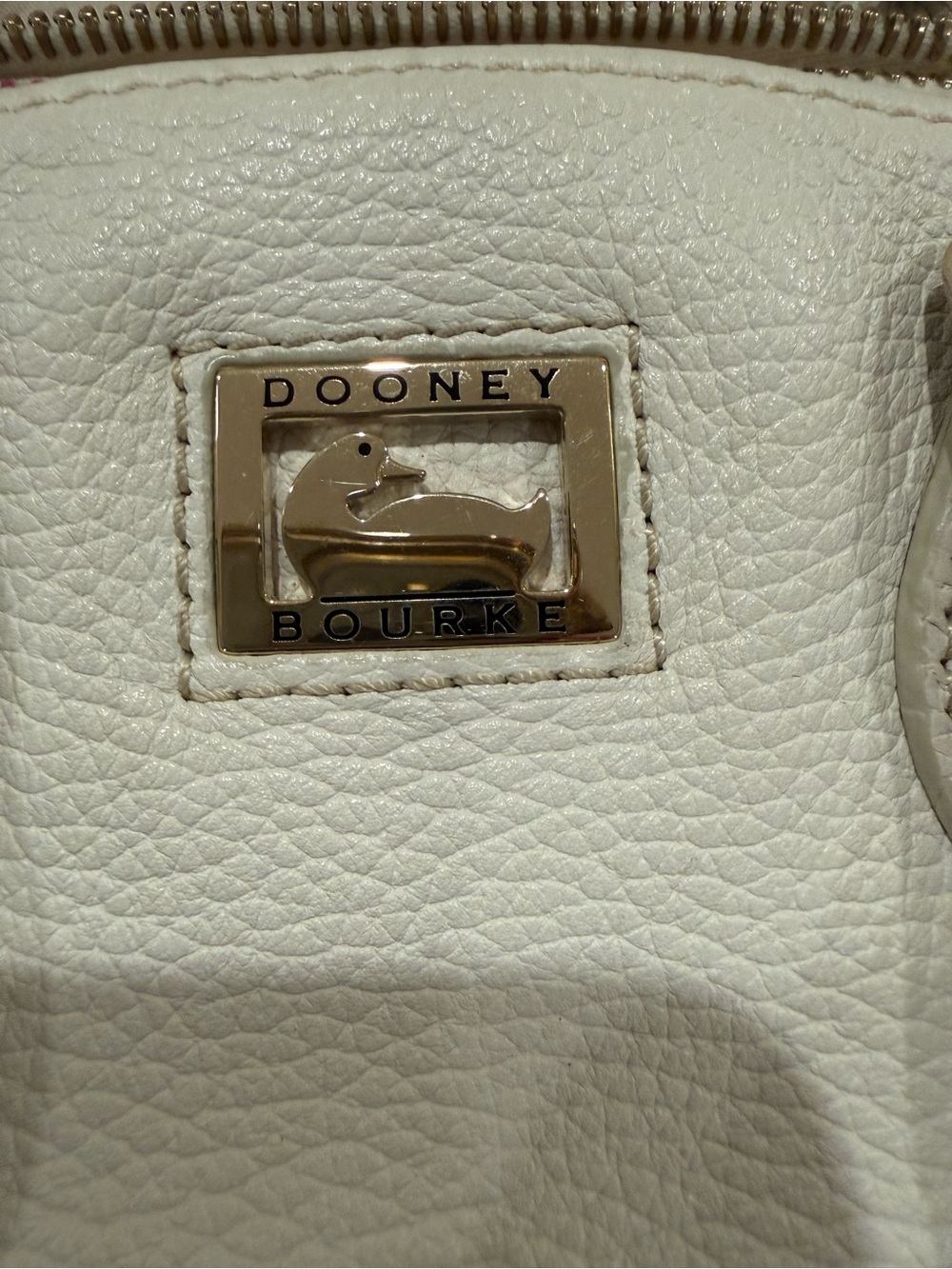 Dooney & Bourke White Leather Tote with Gold Duck Logo